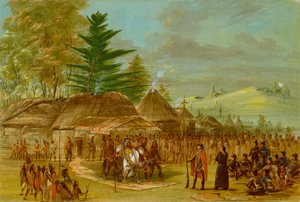 Hoofd van de Taensa Indianen Ontvangt La Salle. 20 Maart 1682 door George Catlin