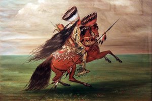 Crow Indian "Hij die over alles heen springt". door George Catlin