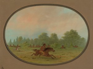 Defilé van een Camanchee-oorlogspartij, 1861-1869 door George Catlin