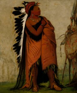 Eé-hee-a-duck-cée-a, Hij die zijn haar voorbindt door George Catlin