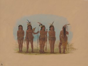 Vijf Caribische Indianen, 1854-1869 door George Catlin