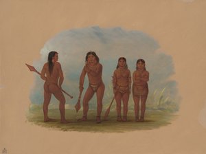 Vier Angustura Indianen, 1854-1869 door George Catlin