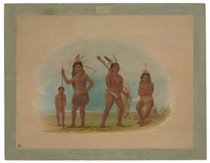 Vier Arowak Indianen door George Catlin