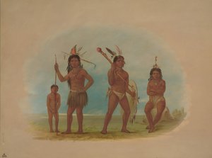 Vier Arowak Indianen door George Catlin