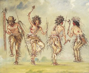 Vier dansers door George Catlin