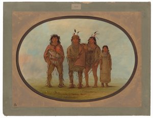 Vier Dogrib-indianen door George Catlin