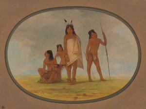 Vier Flathead-indianen, 1855-1869 door George Catlin