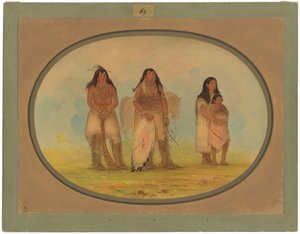 Vier Kiowa-indianen door George Catlin