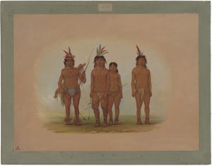 Vier Macouchi-indianen door George Catlin