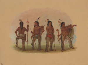 Vier Navaho-krijgers door George Catlin