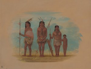 Vier Xingu Indianen, 1854-1869 door George Catlin