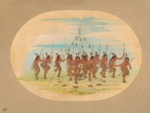Groene Maïsdans - Minatarrees, 1861 door George Catlin