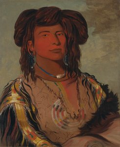 Ha-wón-je-tah, One Horn, hoofdchef van de Miniconjou-stam, 1832 door George Catlin
