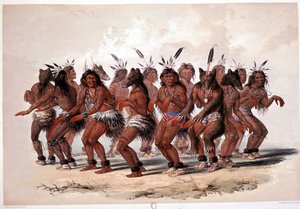 Indiase Beren Dans - Lithografie door Georges Catlin door George Catlin