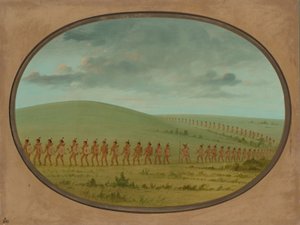 Indian File - Iowa door George Catlin