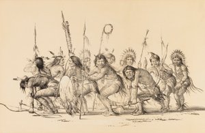 Indianen in een cirkel, dansend - nr. 30 door George Catlin