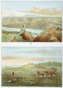 Indianen van Amerika: jacht op antilope. Gravure door George Catlin (1794-1872)