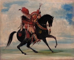 Kee-o-kúk, de waakzame vos, stamhoofd, te paard