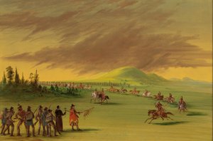 La Salle ontmoet een oorlogsgroep van Cenis-indianen op een Texaanse prairie. 25 april 1686, 1847-1848