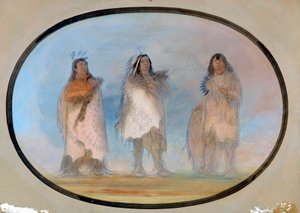 Kleine Beer, Steile Wind, De Hond, Drie vooraanstaande krijgers van de Sioux-stam, ca. 1865-1871 door George Catlin