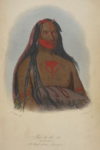 Mah-to-toh-pa (de vier beren) 2e hoofd van de Mandans door George Catlin