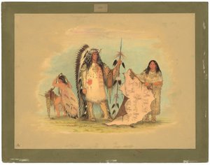Mandan Oorlogshoofd met Zijn Favoriete Vrouw door George Catlin