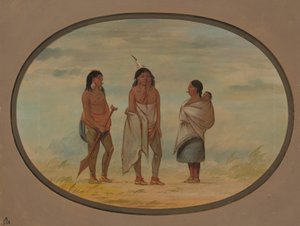 Nayas Indianenhoofd, Zijn Vrouw en een Krijger, 1855-1869 door George Catlin