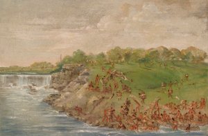 Ojibwa draven rond de watervallen van St. Anthony door George Catlin