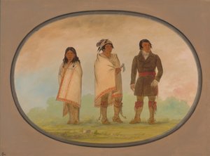Oneida-hoofdman, zijn zus en een missionaris, 1861-1869 door George Catlin