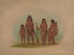 Orejona Chief en Familie, 1854-1869 door George Catlin