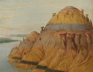 Pittoreske kleibluf, 1700 mijl boven St. Louis, 1832 door George Catlin