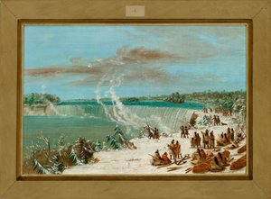 Portage rond de watervallen van Niagara bij Table Rock door George Catlin