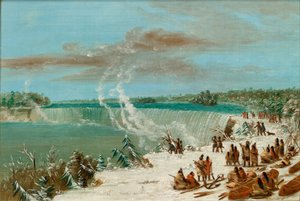 Portage rond de Niagara-watervallen bij Table Rock, 1847-1848 door George Catlin