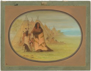Puncah-hoofdman omringd door zijn familie door George Catlin