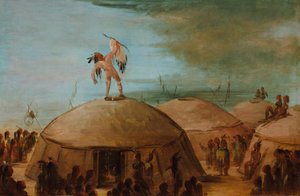 Regen maken bij de Mandan door George Catlin
