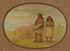 Riccarree Hoofdman en Zijn Vrouw, 1861-1869 door George Catlin