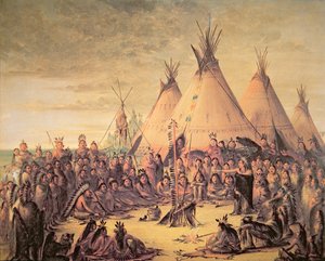 Sioux Indianenraad door George Catlin
