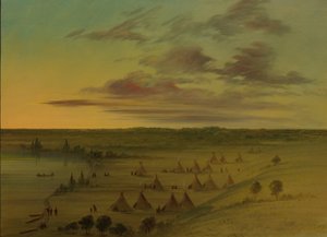 Sioux-dorp - Lac du Cygne door George Catlin