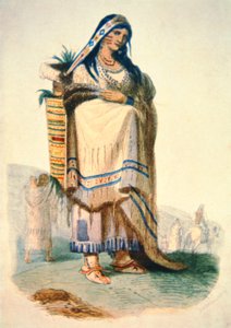 Sioux moeder met baby in een wieg door George Catlin