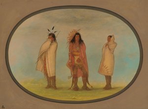Drie Iroquois Indianen, 1861-1869 door George Catlin