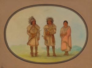 Drie Peoria-indianen door George Catlin