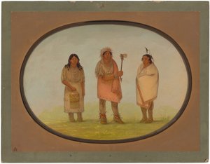 Drie Piankeshaw-indianen door George Catlin