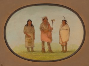 Drie Piankeshaw-indianen door George Catlin