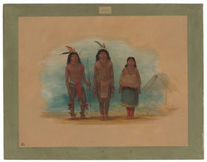 Drie Taruma Indianen door George Catlin