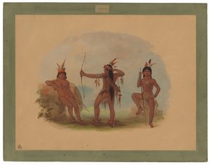 Drie Woyaway Indianen door George Catlin