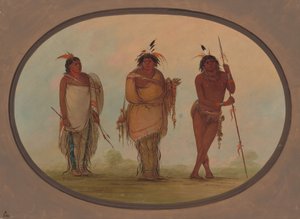 Drie Yumaya Indianen, 1855-1869 door George Catlin