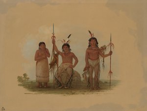 Twee Arapaho Krijgers en een Vrouw, 1861-1869 door George Catlin