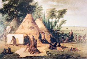 Dorp van de Noord-Amerikaanse Sioux-stam