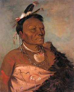 Wee-tá-ra-shá-ro, hoofd van de stam door George Catlin