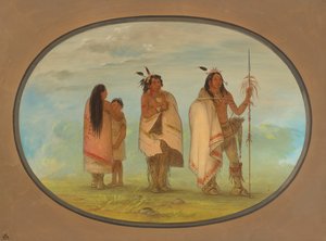 Weeco hoofdman, zijn vrouw en een krijger, 1861-1869 door George Catlin